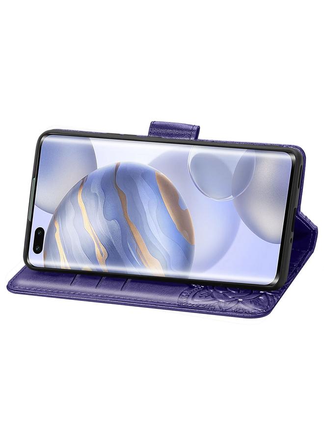 اس-توب جراب لهاتف Huawei Honor 30 Pro، جراب جلدي أفقي منقوش عليه زهرة حب الفراشة مع حامل / فتحة بطاقة / محفظة / حبل - Image 3