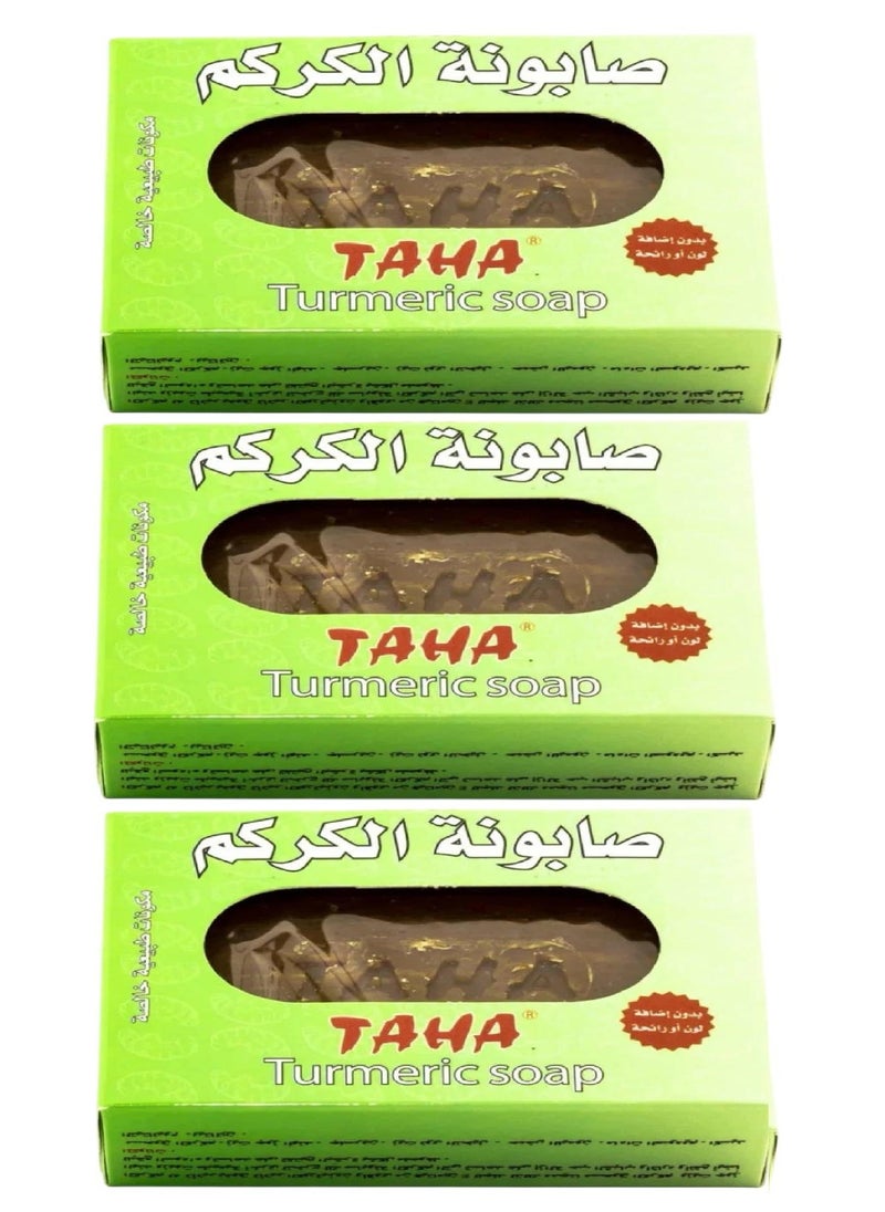 TAHA - 3 pieces of Turmeric soap to lighten the skin - Image 1