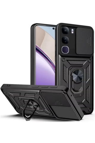 vivo V40 Lite 5G/ Y300 5G Case Cover, Slide Camera Lens Cover + 360°Rotating Kickstand Ring + Support Magnetic Car Mount Shockproof Mobile Phone Case for vivo V40 Lite 5G, Black - pzsku/Z29C61D85514585A8C373Z/45/1755157801/c428c8db-bb0c-42e8-98b7-f4b5b25fc511