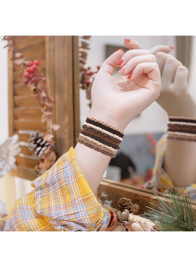 SYGY 20 Pcs Boho Hair Ties Brown Bracelets Hair Ties For Thick Or Thin Hair 4 Styles Boho Ties For Ponytail Holders 2.36’’ Hair Ties No Damage - Image 5