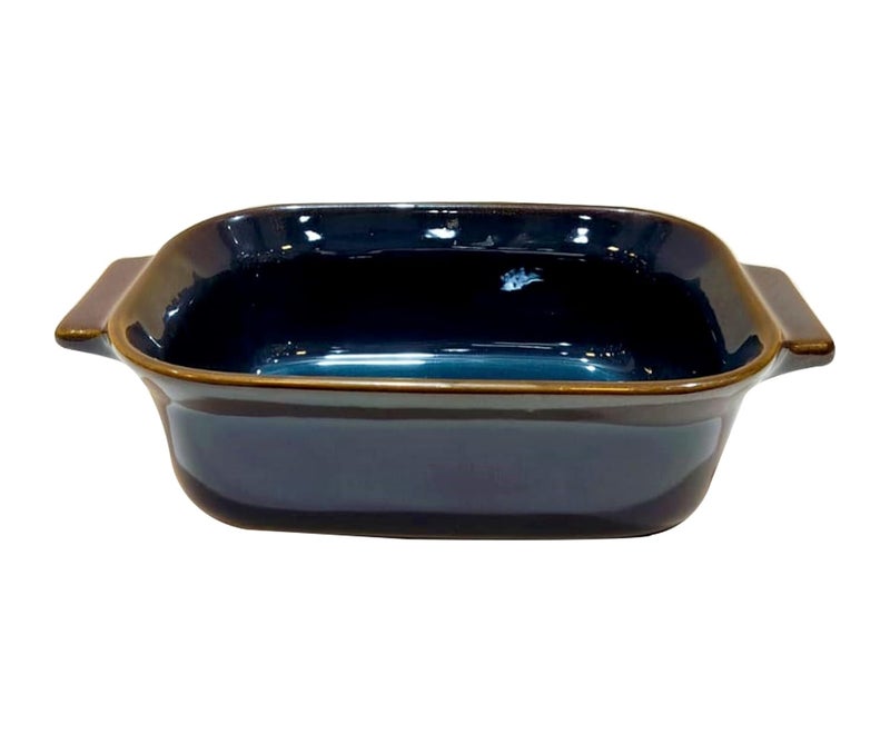Lemon Tree Rectangle Shape Ceramic Stoneware Serving Bowl Bowl for Serving Starters and Snacks Microwave and Dishwasher Safe Bowl 1500ml Set of 1 Dark Blue - Image 1