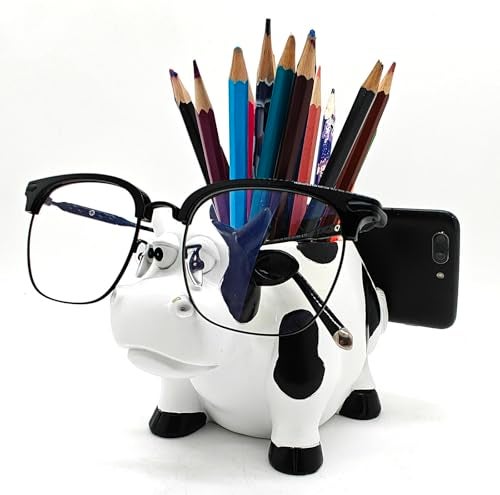 EONXNGAGY Cow Pencil Holder with Phone Stand - Tablet PC Holder for Desk - Office Decor - Image 1