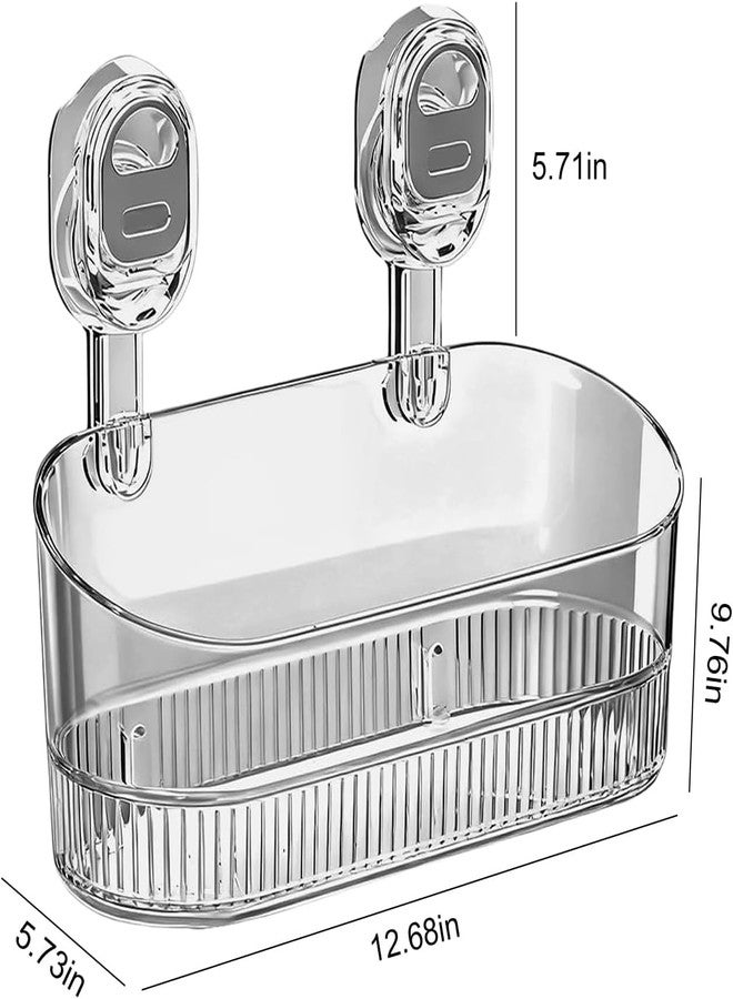 Oudain Multipurpose Wall-Mounted No-Drill Bathroom Shelf with Drainage| Durable ABS Material with Snap-On Installation |Spacious Organizer for Storing Bath Accessories &Toiletries,transparent Black, Pack of2 - Image 2
