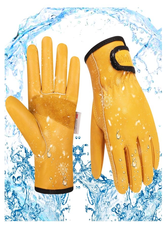 SLARMOR Mens Winter Leather Work Gloves, Warm Thinsulate Lining for Cold Weather Work, Thermal Insulated Work Gloves with Leather Palm,100 gram Insulation-L - Image 1