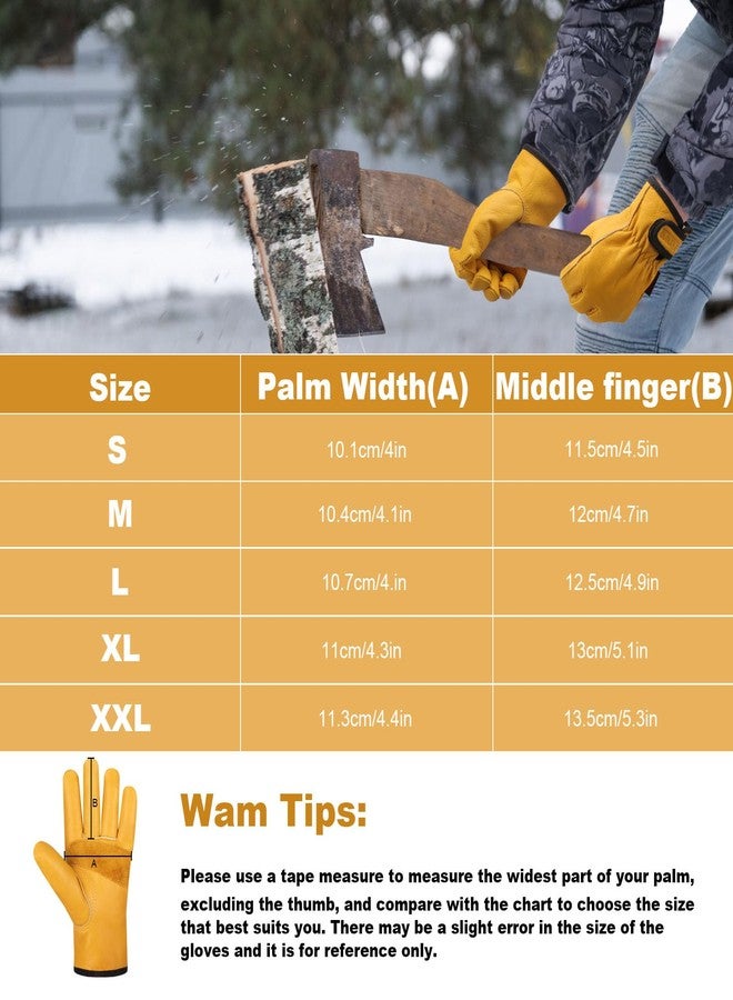 SLARMOR Mens Winter Leather Work Gloves, Warm Thinsulate Lining for Cold Weather Work, Thermal Insulated Work Gloves with Leather Palm,100 gram Insulation-L - Image 5