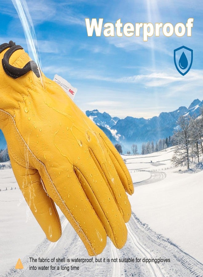 SLARMOR Mens Winter Leather Work Gloves, Warm Thinsulate Lining for Cold Weather Work, Thermal Insulated Work Gloves with Leather Palm,100 gram Insulation-L - Image 4