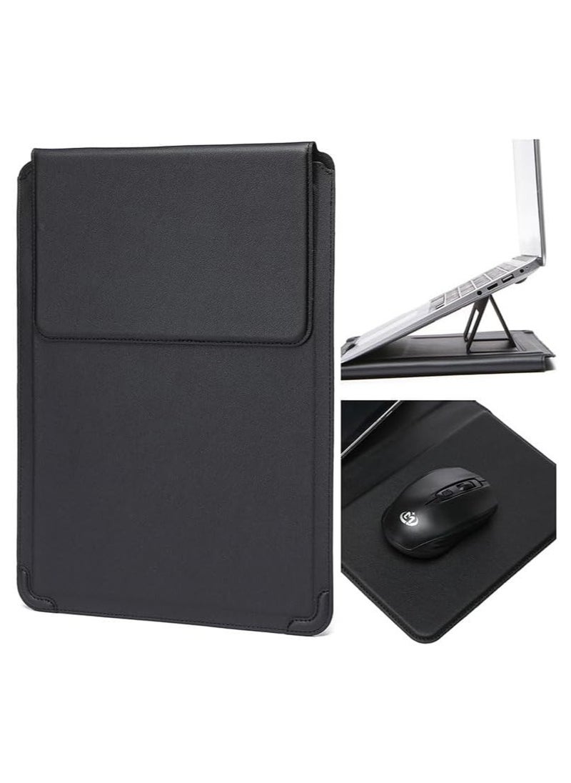 General 15-16 Inch Laptop Sleeve with Stand and Mouse Pad Leather Laptop Case Notebook Computer Protective Cover Slim Bag Compatible with Mac-Book Air/Pro Dell Lenovo  - Image 1