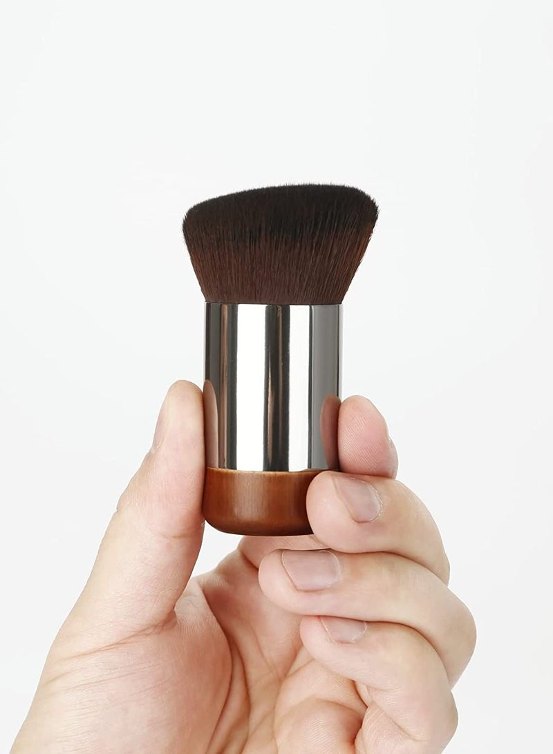 Y&D Foundation Brush Angled Flat Top Kabuki Suitable for Mixed Liquid, Cream or Flawless Powder Cosmetics Premium Durable Face Multipurpose Blending Makeup Brush (Brown)  - Image 5