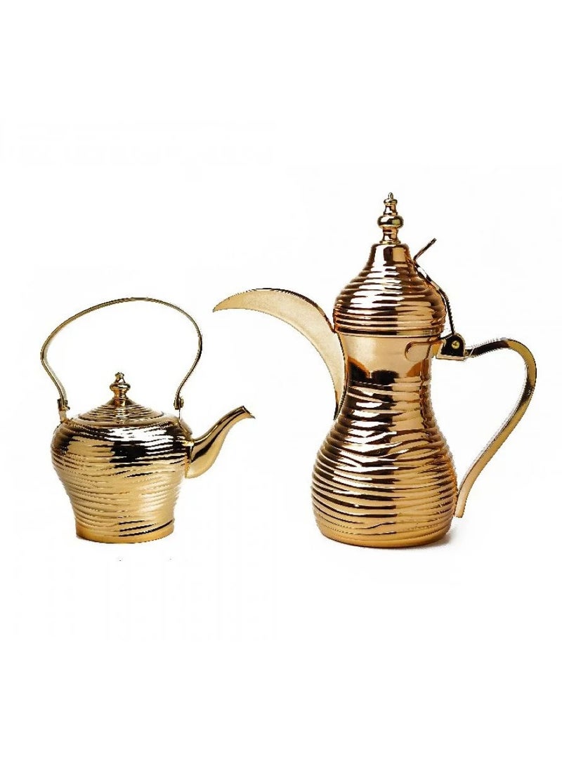 باصرة طقم دلة و براد باصرة فاخر ذهبي بسعه 1 - 1.6 لتر