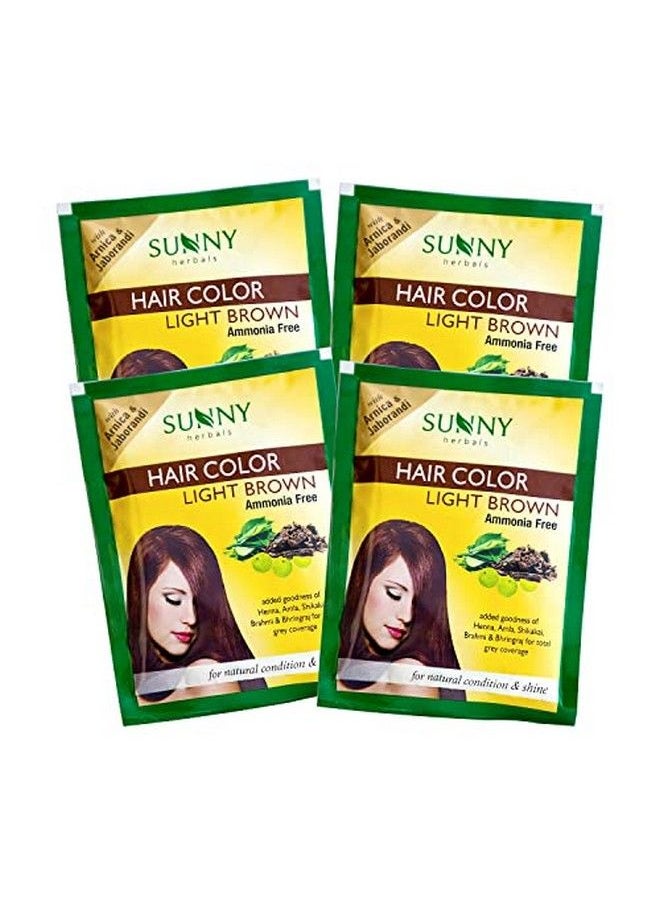 Sunny صبغة شعر بمزيج فريد من نوعه من الحناء والأملا والشيكاكاي وأعشاب برينجراج | تتغلغل في كل خصلة وتلون من الجذور إلى الأطراف | للرجال والنساء من جميع أنواع الشعر | بني فاتح (عبوة من 4 قطع)  - Image 1