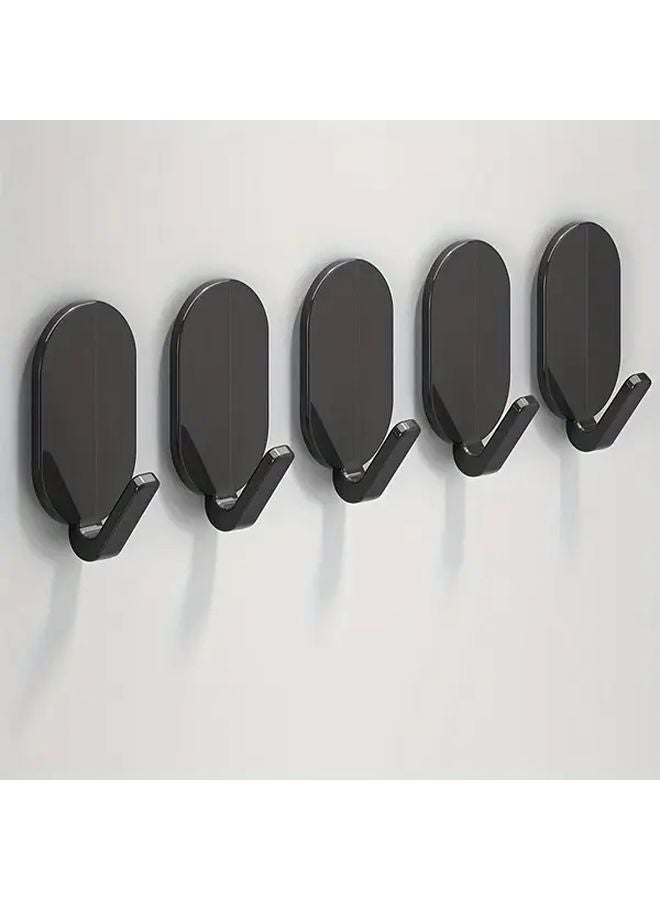 10pcs Black Heavy Duty Adhesive Hooks No Drilling Wall Mounted Towel Rack - Image 5