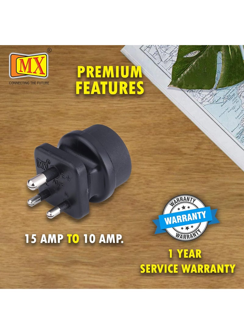 MX European Plug Adapter Schuko to India Plug Adapter 15 Amp Convert European Type EF Input to India Type D Three Prong Output Connection European Socket schuko Adapter Black Pack of 1