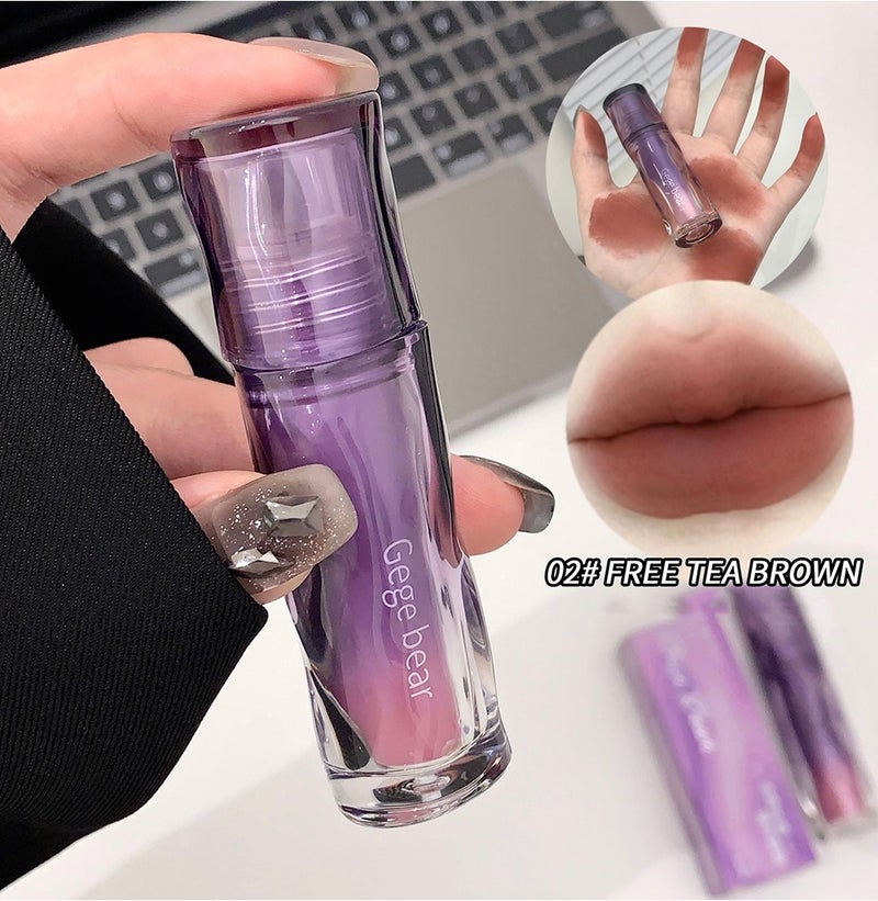 Gege bear 6 Colors Soft Mist Silky Matte Lip Glaze 3g, Waterproof Long Lasting Non-Stick Cup High Pigment Lip Tint for Women 02 Phalli Flower Tea - Image 3