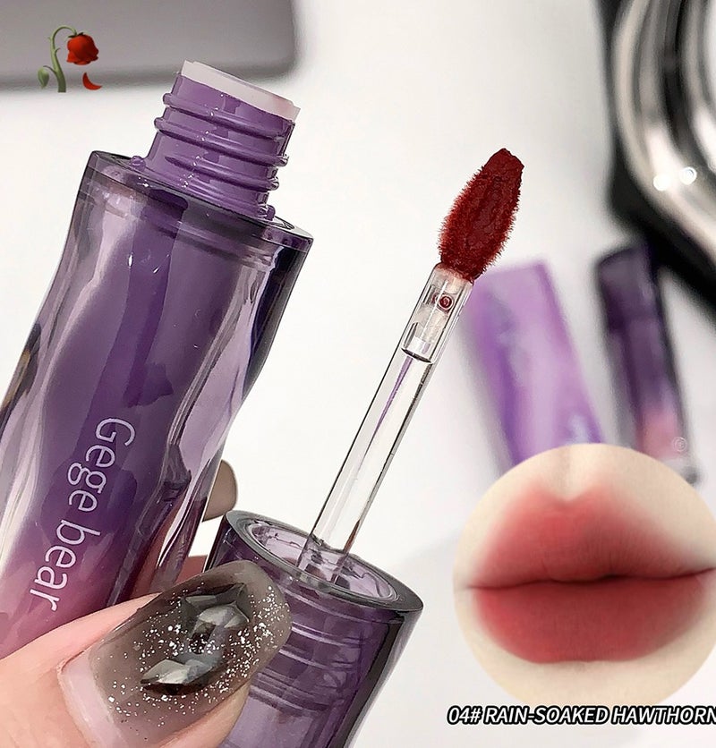 Gege bear 6 Colors Soft Mist Silky Matte Lip Glaze 3g, Waterproof Long Lasting Non-Stick Cup High Pigment Lip Tint for Women 02 Phalli Flower Tea - Image 4