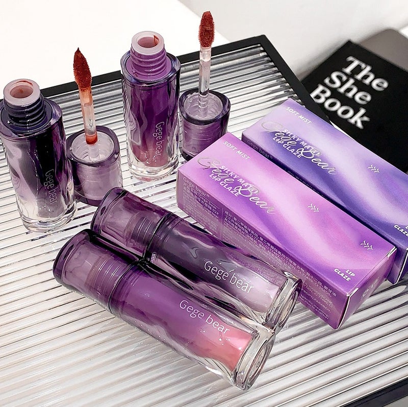 Gege bear 6 Colors Soft Mist Silky Matte Lip Glaze 3g, Waterproof Long Lasting Non-Stick Cup High Pigment Lip Tint for Women 02 Phalli Flower Tea - Image 5