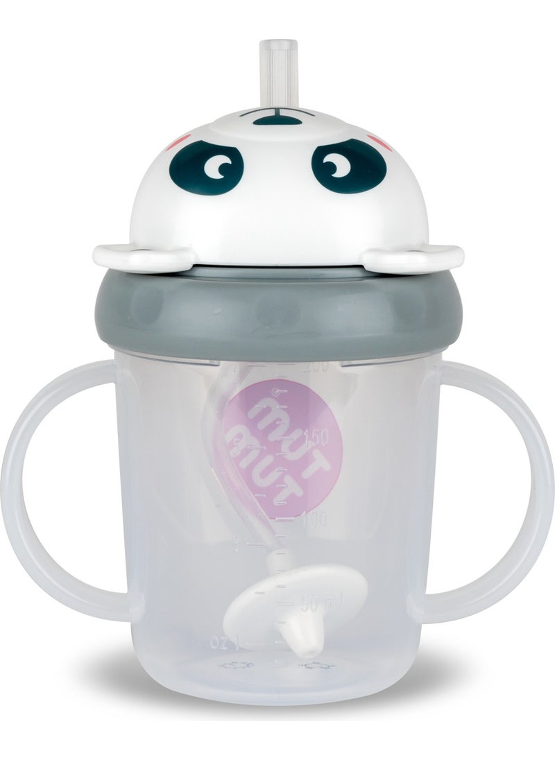 TUM TUM Non-Drip Weighted Drinking Cup with Straw Pip Panda  - Image 1