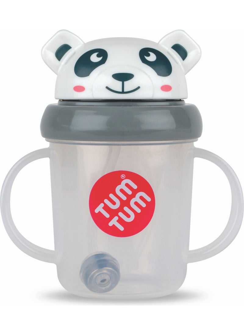 TUM TUM Non-Drip Weighted Drinking Cup with Straw Pip Panda  - Image 2