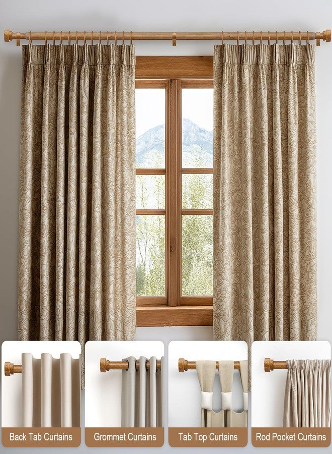 Lootkell 2 Pack Wood Curtain Rods for Windows 66 to 120 Inches 1" Diameter Boho Decorative Heavy Duty Window Curtain Rod Set Adjustable with Solid Finials for Living Room Bedroom Kitchen Farmhouse Outdoor - Image 3