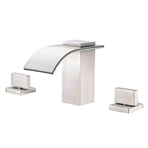 sumerain Roman Tub Faucet Brushed Nickel 3 Hole Widespread Bathtub Faucet with High Flow Waterfall Spout - Image 1