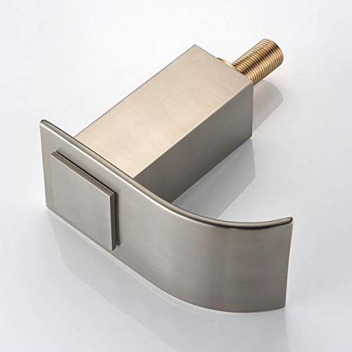 sumerain Roman Tub Faucet Brushed Nickel 3 Hole Widespread Bathtub Faucet with High Flow Waterfall Spout - Image 5
