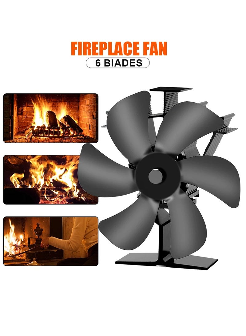 AROAQ Heat Powered Stove Fan, 6 Blades Wood Burner Fireplace Fan, Quiet And Efficient Wood Stove Fan Blower, Durable And Eco Friendly Heat Distribution Fan For Home, (1pc, Black)  - Image 3