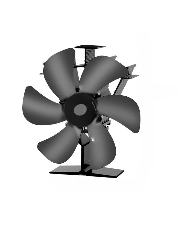 AROAQ Heat Powered Stove Fan, 6 Blades Wood Burner Fireplace Fan, Quiet And Efficient Wood Stove Fan Blower, Durable And Eco Friendly Heat Distribution Fan For Home, (1pc, Black)  - Image 1