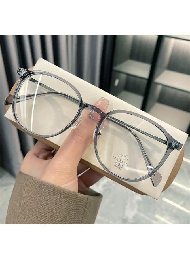 Generic Large Black Frame Tide Large Frame Glasses Women's High-level Sense Plain-fit Artifact Anti-blue Light Tea Face Showing Small Eyes Frame 