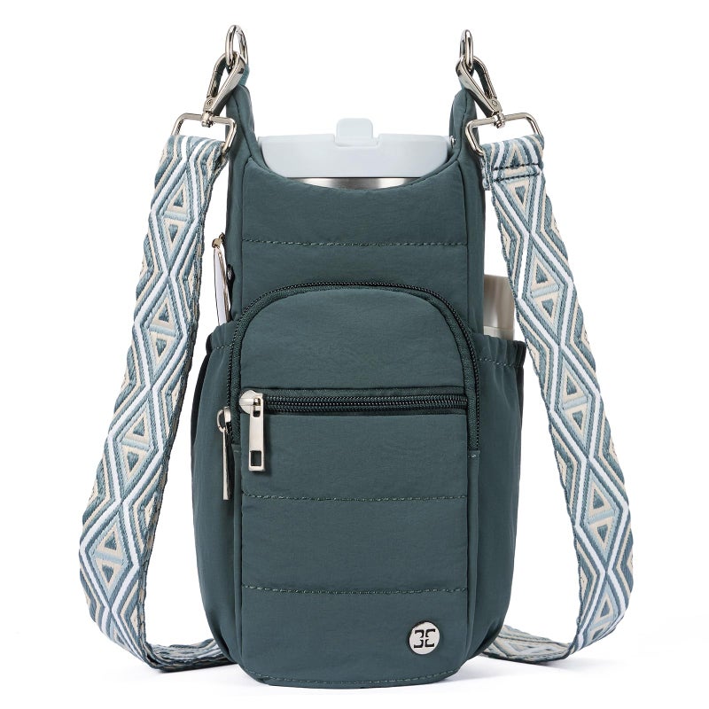 Telena Water Bottle Holder with Strap RFID Crossbody Bags for Women for Walking, Hiking, Cycling Green - Image 1
