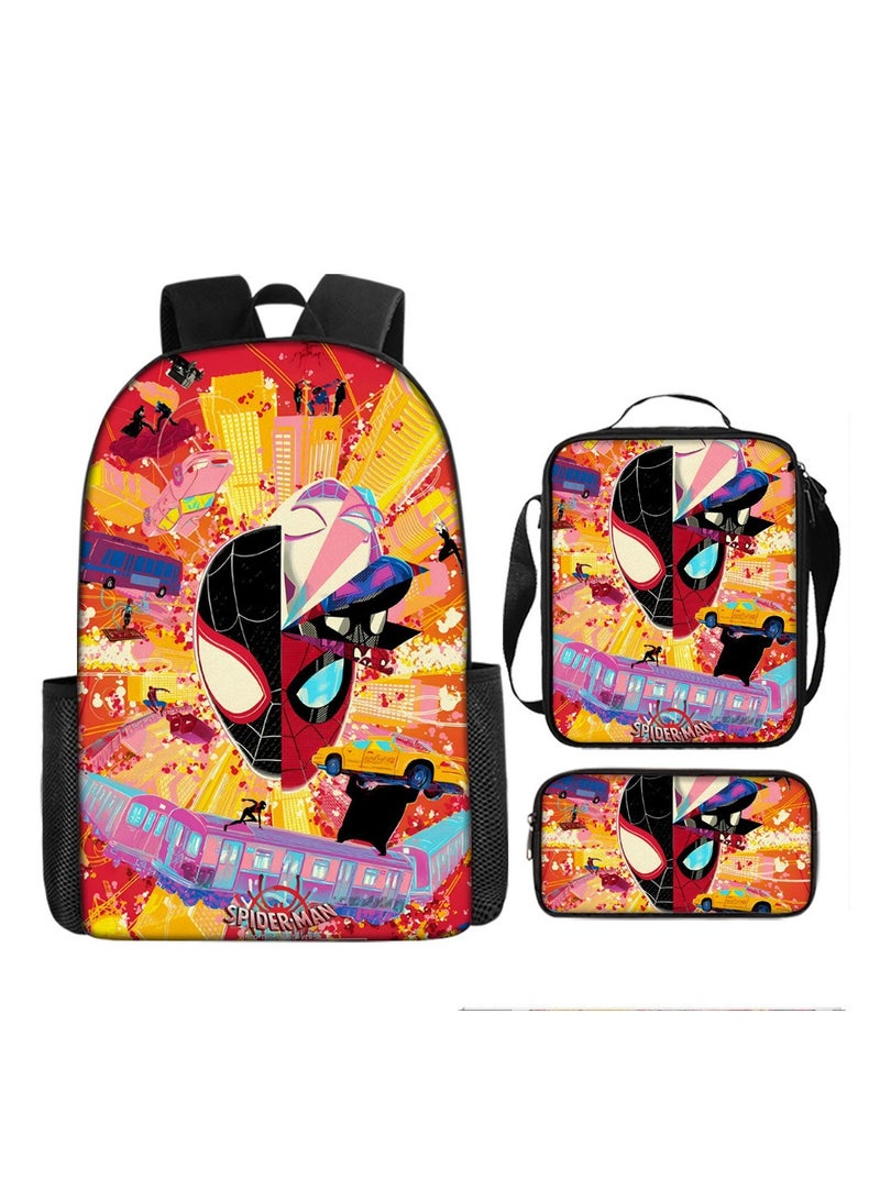 Backpacker Spider-Man Cartoon Digital Printing Children's Student School Bag Backpack 29*16*42CM + Shoulder Bag 19*6*23CM + Pencil Case 24*7*11CM Three-piece Set - Image 1