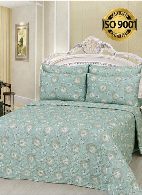 6Piece Microfiber Floral Bedspread Set Fits 200 x 200 cm Double Size Bed King Size Compressed Comforter Set Elmira Series