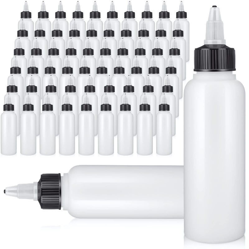 Epakh 60 Pieces Plastic Squeeze Bottles 4 Oz Condiment Dispensing Bottles With Twist Top Cap Sauce Squirt Empty Squeeze Bottles For Condiment Cookie Decorating Sauces Arts Crafts Lab Oil - Image 1