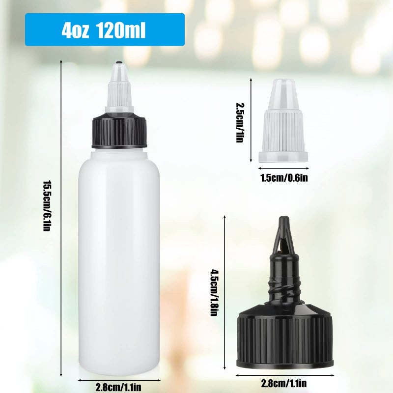 Epakh 60 Pieces Plastic Squeeze Bottles 4 Oz Condiment Dispensing Bottles With Twist Top Cap Sauce Squirt Empty Squeeze Bottles For Condiment Cookie Decorating Sauces Arts Crafts Lab Oil - Image 2