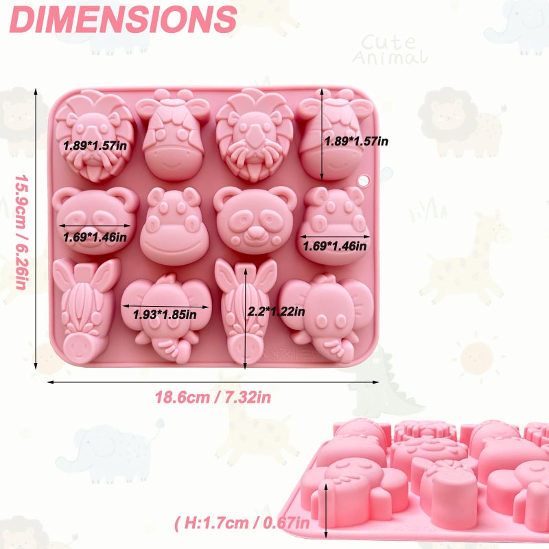 ZINDIACINE 2-Pack Animal Chocolate Molds - Cute Silicone Candy Molds with Panda, Elephant, Hippo, Lion Shapes, Multi-Purpose for Chocolate, Jelly, Soap,Ice Cube Candle Making, Food-Safe & Easy to Demold - Image 3