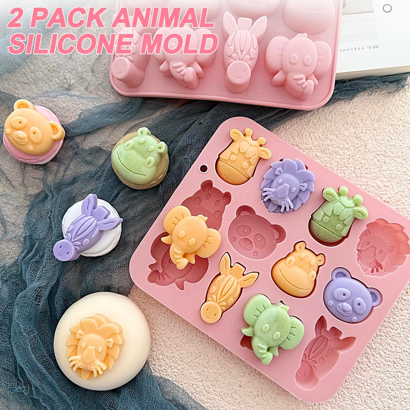 ZINDIACINE 2-Pack Animal Chocolate Molds - Cute Silicone Candy Molds with Panda, Elephant, Hippo, Lion Shapes, Multi-Purpose for Chocolate, Jelly, Soap,Ice Cube Candle Making, Food-Safe & Easy to Demold - Image 4
