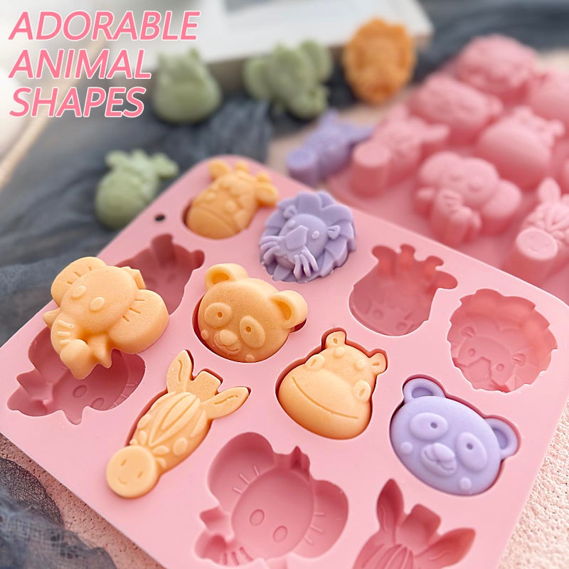 ZINDIACINE 2-Pack Animal Chocolate Molds - Cute Silicone Candy Molds with Panda, Elephant, Hippo, Lion Shapes, Multi-Purpose for Chocolate, Jelly, Soap,Ice Cube Candle Making, Food-Safe & Easy to Demold - Image 5