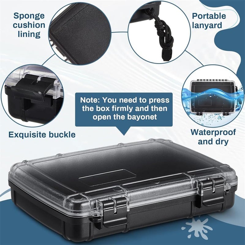 Waterproof Dry Box, Watertight Storage Case, Airtight Protective Box for Phones, Wallets, Camping, Hiking, Boating, 16.5 * 5 * 22 cm, Black - Image 5
