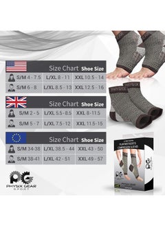 Physix Gear Sport Physix Gear Sport Plantar Fasciitis Socks with Arch Support for Men & Women - Ankle Compression Sleeve, Toeless Compression Socks Foot Pain Relief, Ankle Swelling Better than Night Splint, Black L/XL  - Image 2