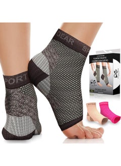 Physix Gear Sport Physix Gear Sport Plantar Fasciitis Socks with Arch Support for Men & Women - Ankle Compression Sleeve, Toeless Compression Socks Foot Pain Relief, Ankle Swelling Better than Night Splint, Black L/XL  - Image 1