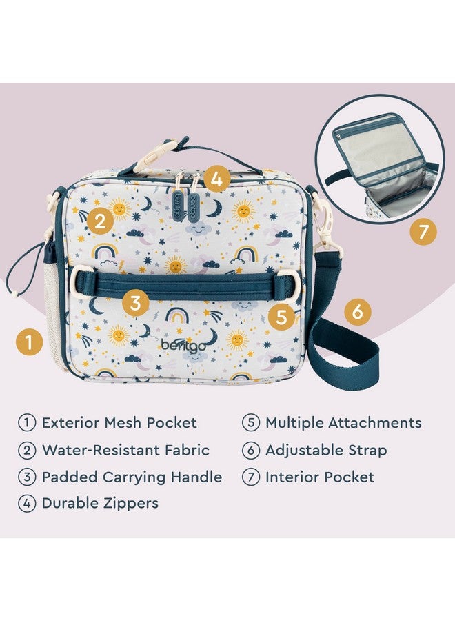 Bentgo Kids Lunch Bag - Durable, Double-Insulated Lunch Bag for Kids 3+; Holds Lunch Box, Water Bottle, & Snacks; Easy-Clean Water-Resistant Fabric & Multiple Zippered Pockets (Friendly Skies) - Image 4