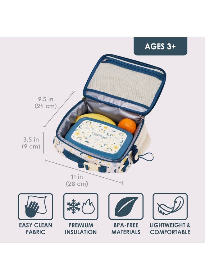 Bentgo Kids Lunch Bag - Durable, Double-Insulated Lunch Bag for Kids 3+; Holds Lunch Box, Water Bottle, & Snacks; Easy-Clean Water-Resistant Fabric & Multiple Zippered Pockets (Friendly Skies) - Image 3