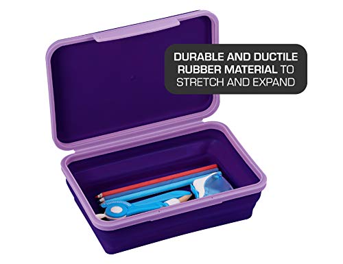 It's Academic Flexi Storage Box, Folding, Collapsible and Adjustable for Pencils, Supplies, and More, Purple (23135) - Image 4