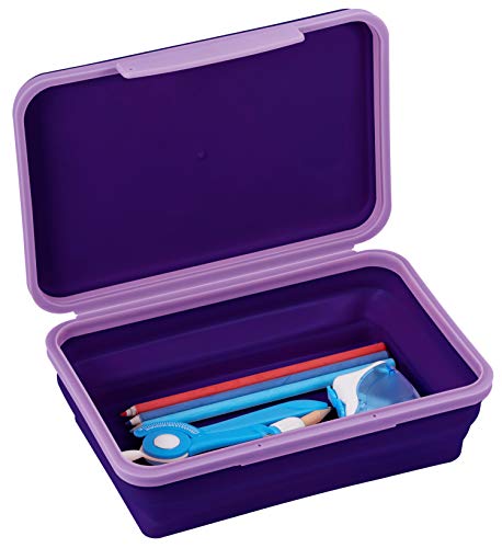 It's Academic Flexi Storage Box, Folding, Collapsible and Adjustable for Pencils, Supplies, and More, Purple (23135) - Image 1