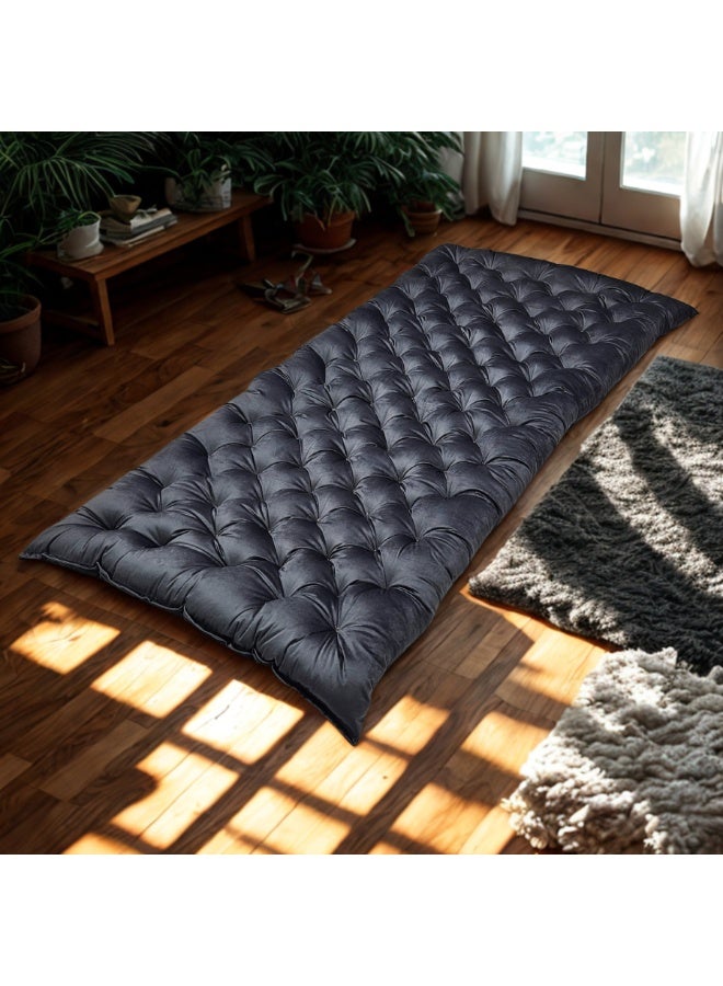 سمارت هوم مرتبة أرضية فاخرة من المخمل 190×90×10 سم – بحشوة قطن ناعمة، قابلة للطي للاستخدام في المنزل وللضيوف - Image 2