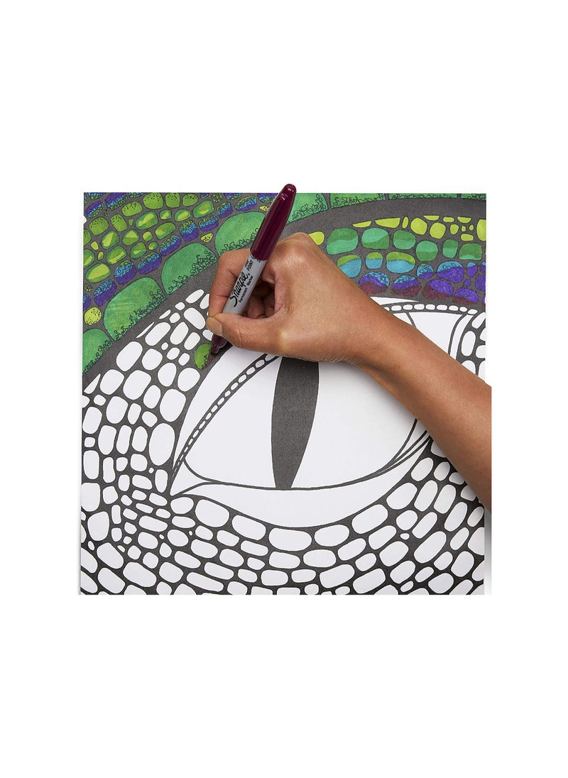 Sharpie مجموعة أقلام تحديد دائمة ذات رأس رفيع مكونة من 5 قطع باللون الأسود  - Image 4