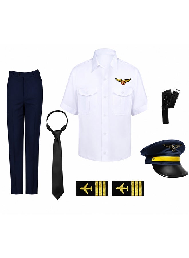 Toy Land Kids Pilot Costume Set with Hat and Tie – Airline Captain Role Play Fancy Dress Outfit for Boys of age 2 to 3 years - Image 1