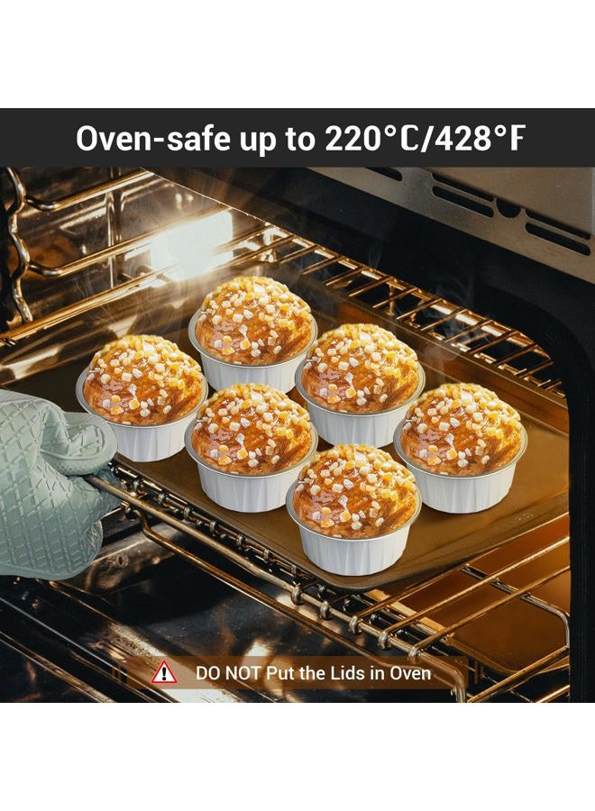 EUSOAR Ramekin Baking Cups, 30pcs 5oz Aluminum Foil Muffin Liners Cupcake Baking Cup with Lids, Mini Pie Pans with Lids, Disposable Foil Baking Cups Containers for Creme Brulee or Cupcake-White - Image 5