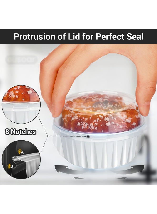 EUSOAR Ramekin Baking Cups, 30pcs 5oz Aluminum Foil Muffin Liners Cupcake Baking Cup with Lids, Mini Pie Pans with Lids, Disposable Foil Baking Cups Containers for Creme Brulee or Cupcake-White - Image 4