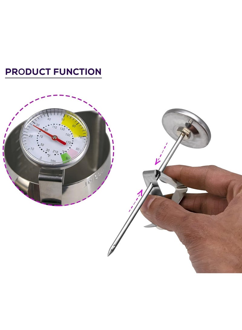 EqiEch Thermometer for Coffee Milk And Water Stainless Steel Silver Analog Colored 4.5*13.5cm - Image 2