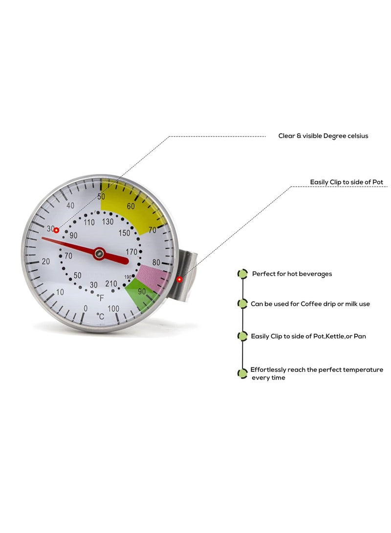 EqiEch Thermometer for Coffee Milk And Water Stainless Steel Silver Analog Colored 4.5*13.5cm - Image 3