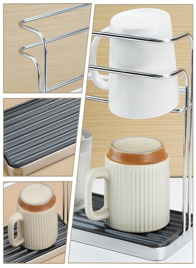 BJSSBJH Bottle Drying Rack,Coffee Mug Holder with Drain Tray for Coffee Cup,Water Cup(Silver) - Image 2